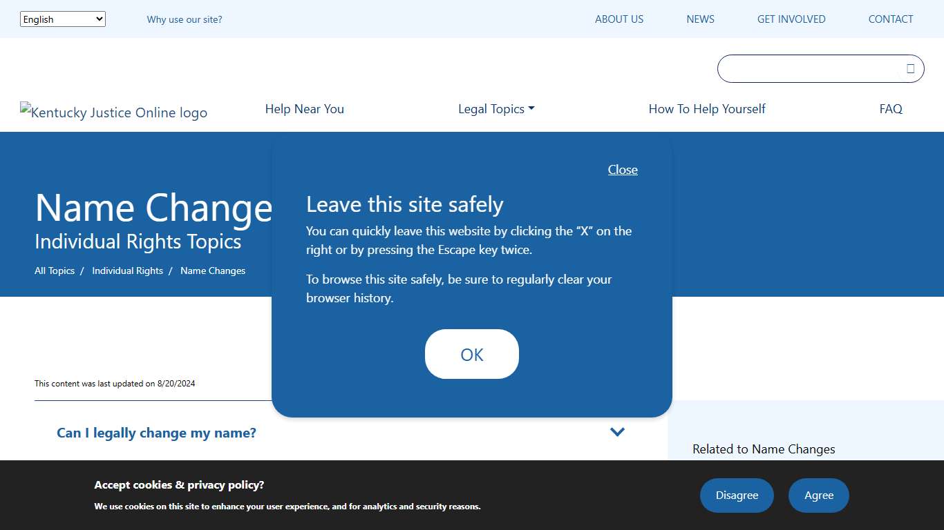 Name Changes | Kentucky Justice Online