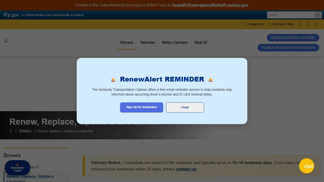 Renew, Replace, Update a Credential - DRIVE